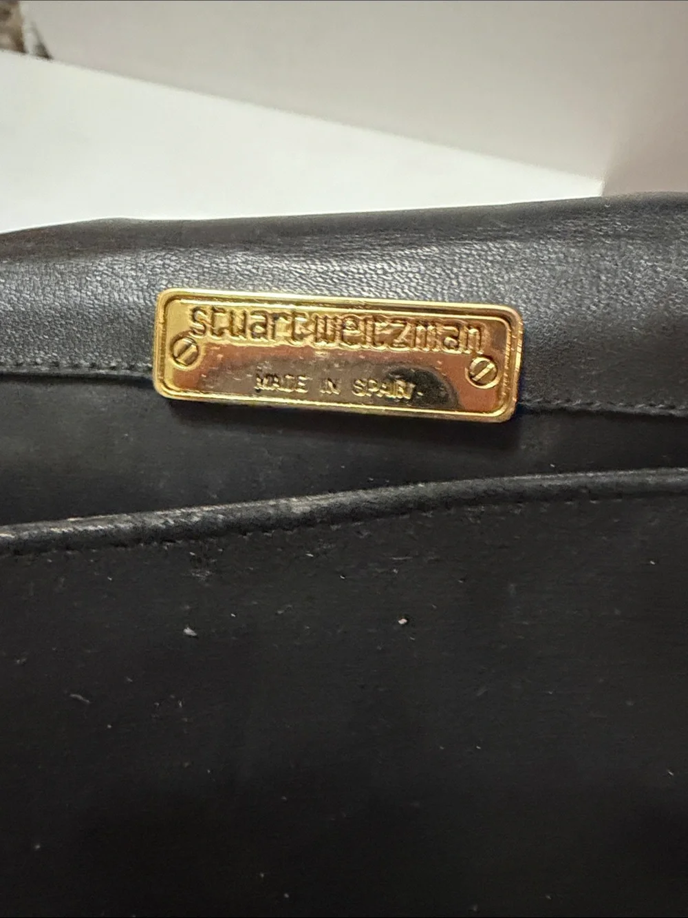 Stuart Weizmann Black Suede Crossbody Bag with Gold Accent Beads